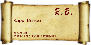 Rapp Bence névjegykártya